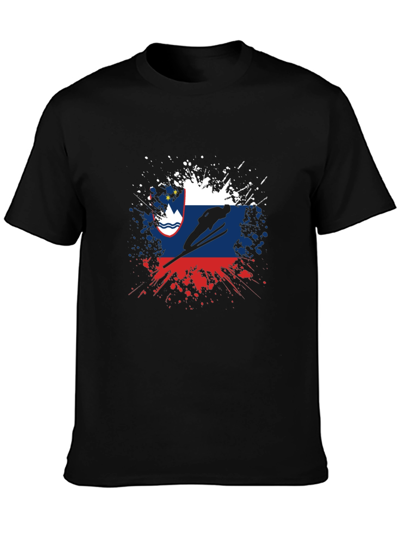 Slovenia Flag Ski Jumping Mens Black T-Shirt