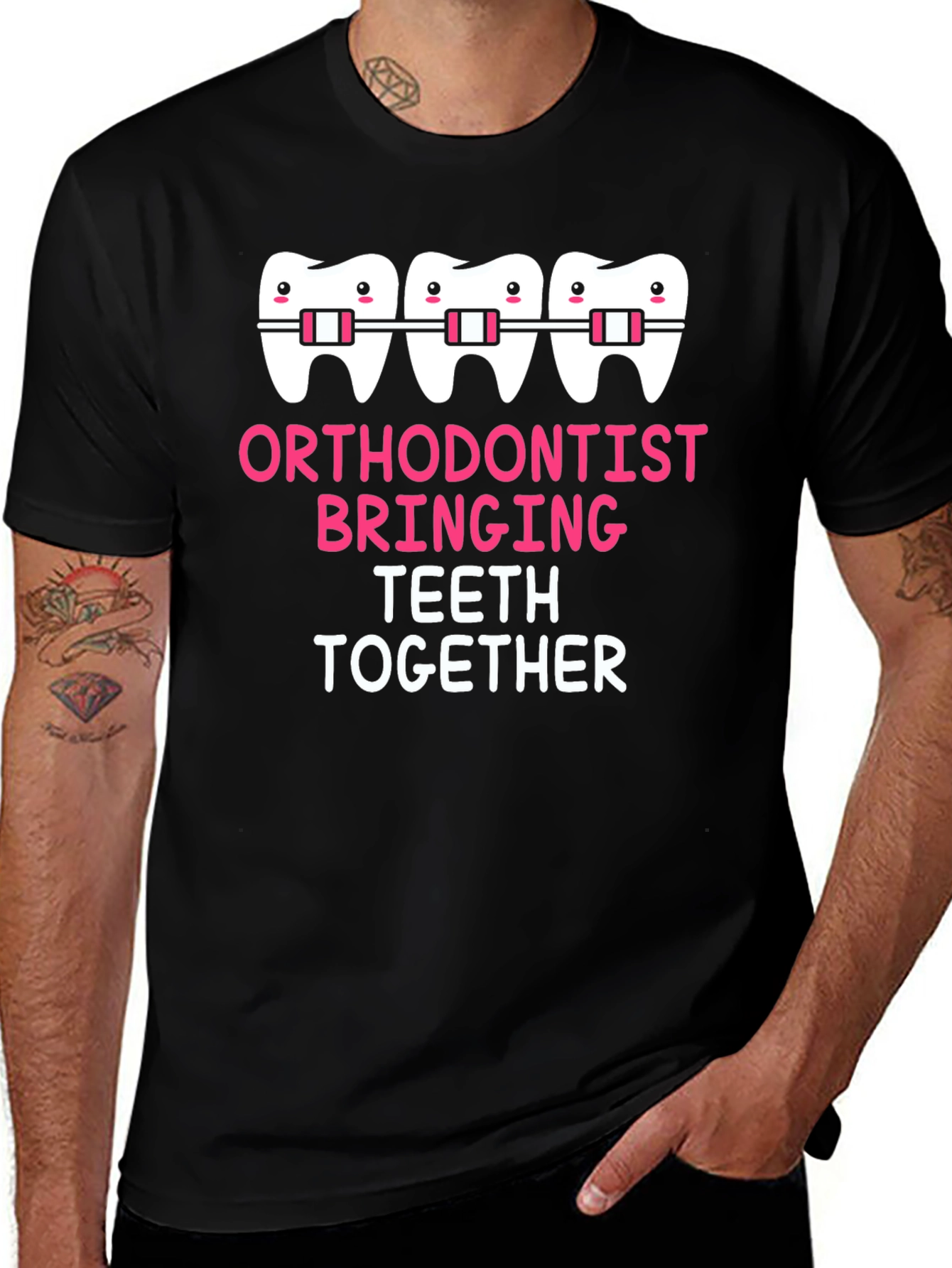 Orthodontist Bringing Teeth Together Graphic Tee
