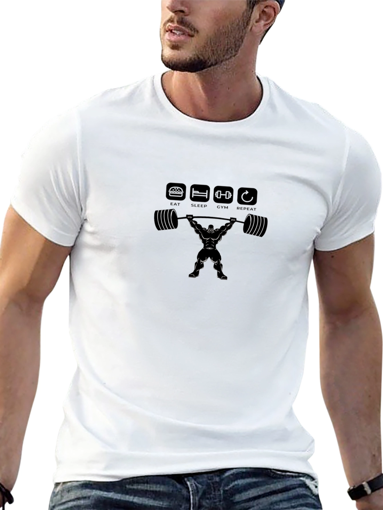 Eat Sleep Gym Repeat Graphic T-Shirt