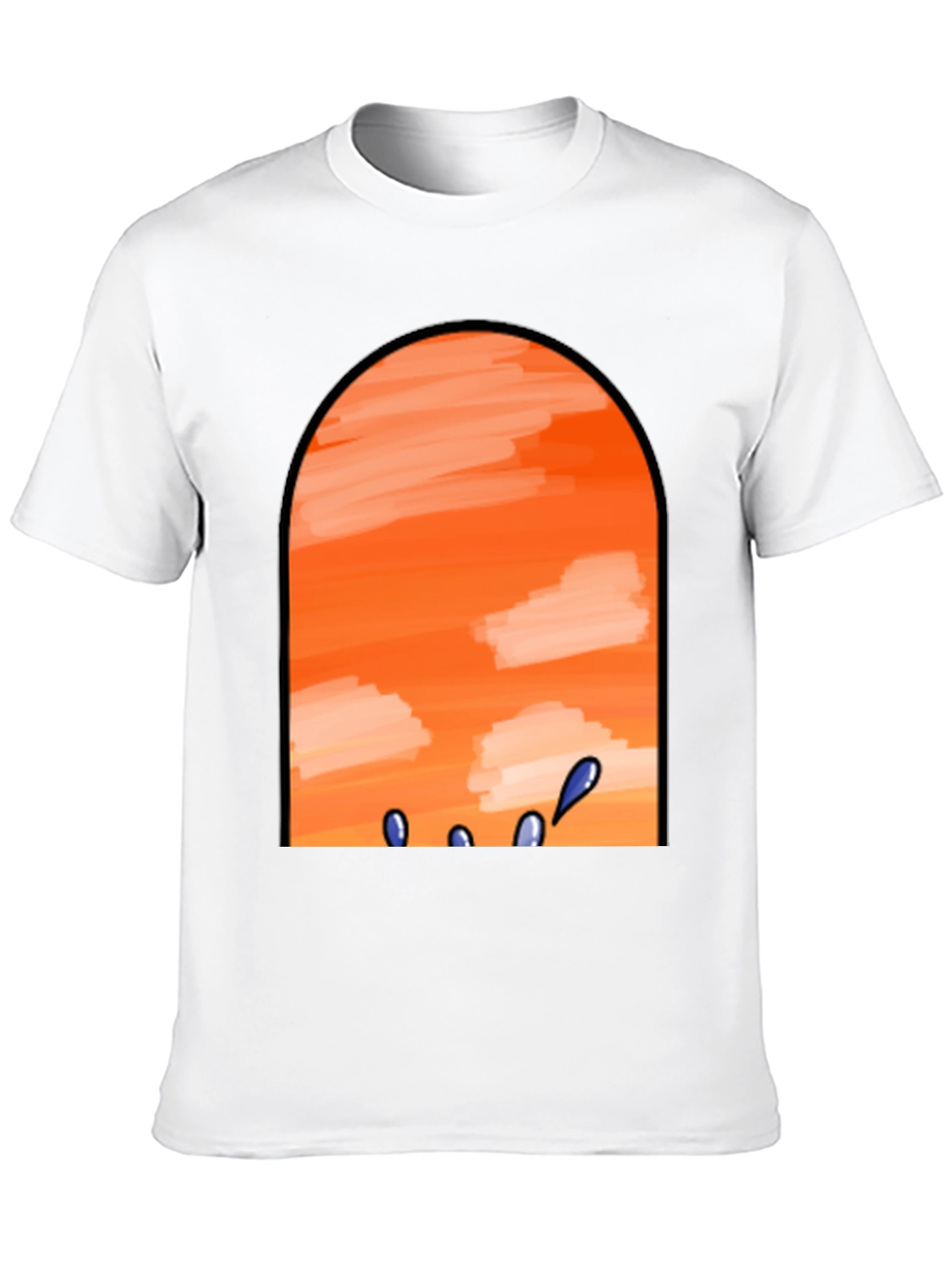 Sunset View Graphic Tee - Black Cotton Casual T-Shirt