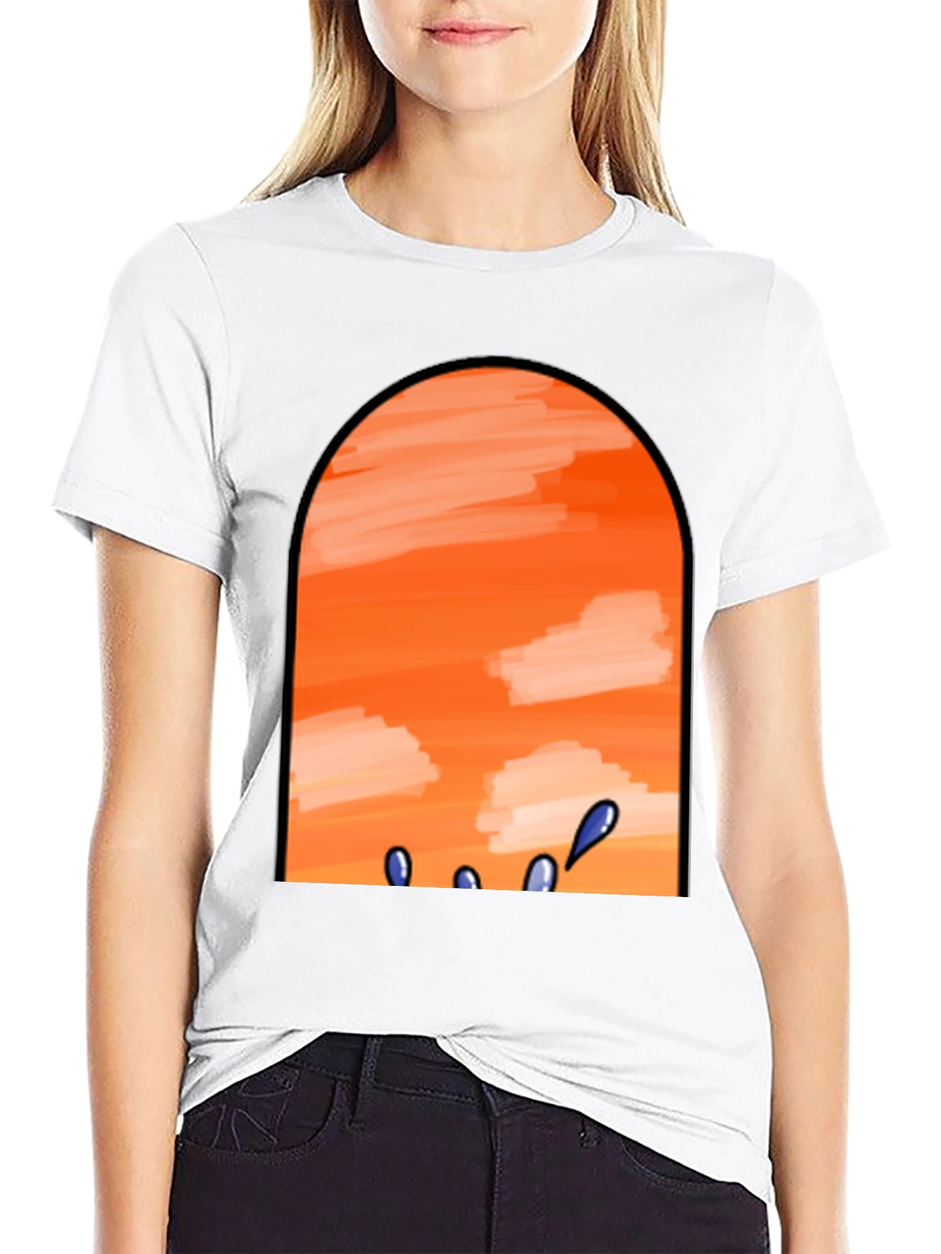 Sunset View Graphic Tee - Black Cotton Casual T-Shirt