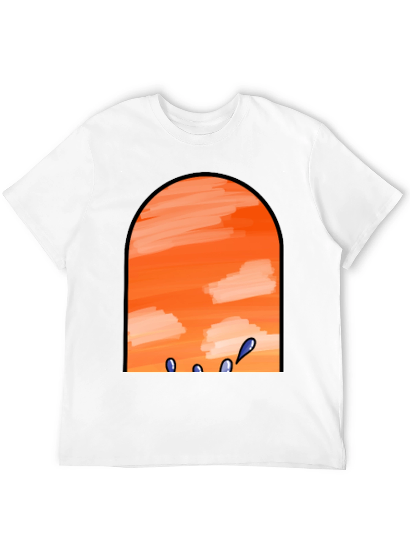 Sunset View Graphic Tee - Black Cotton Casual T-Shirt