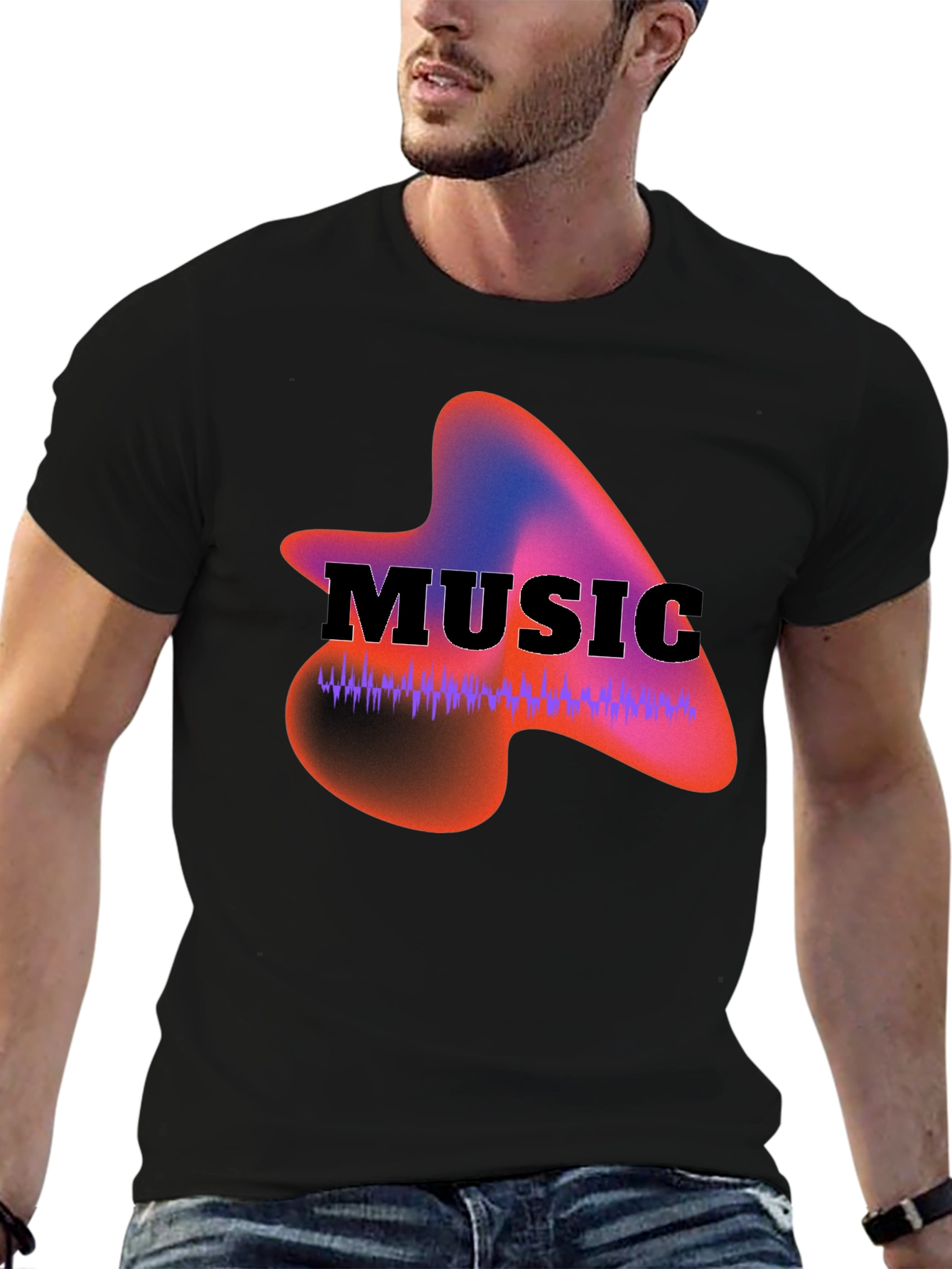 Music Waveform Graphic Black T-Shirt