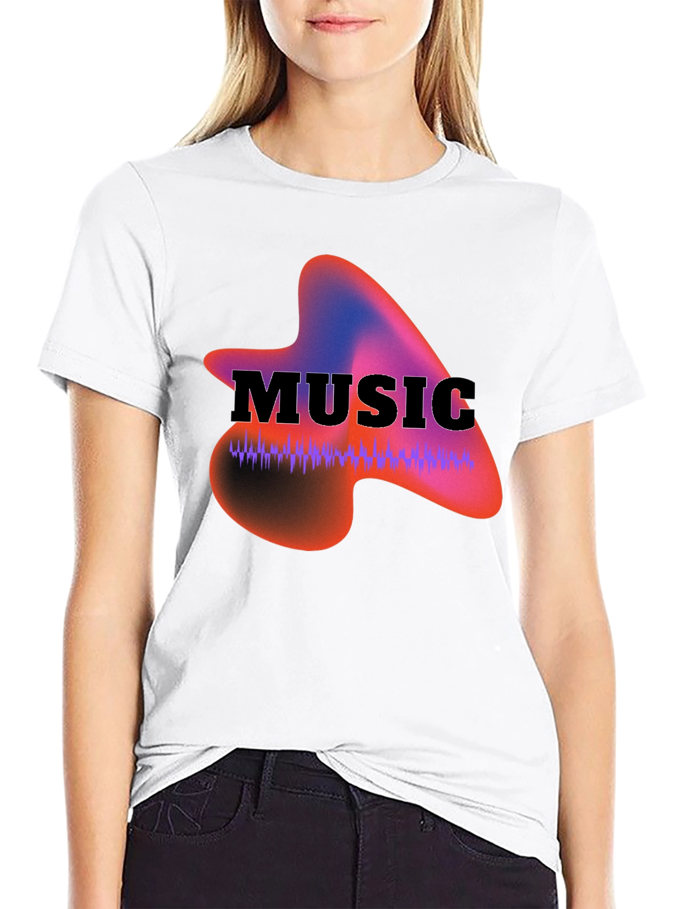 Music Waveform Graphic Black T-Shirt