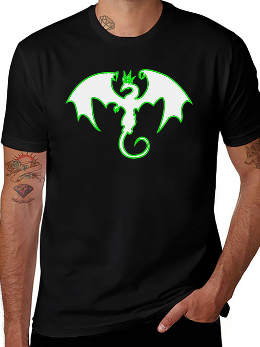 Dragon Graphic Tee - Black Cotton Blend Shirt