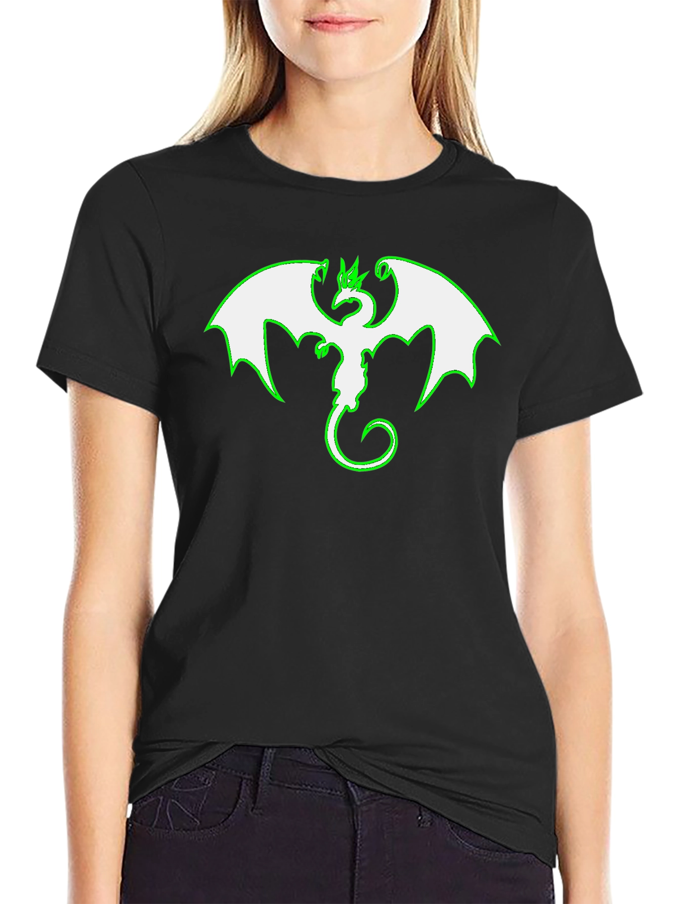 Dragon Graphic Tee - Black Cotton Blend Shirt