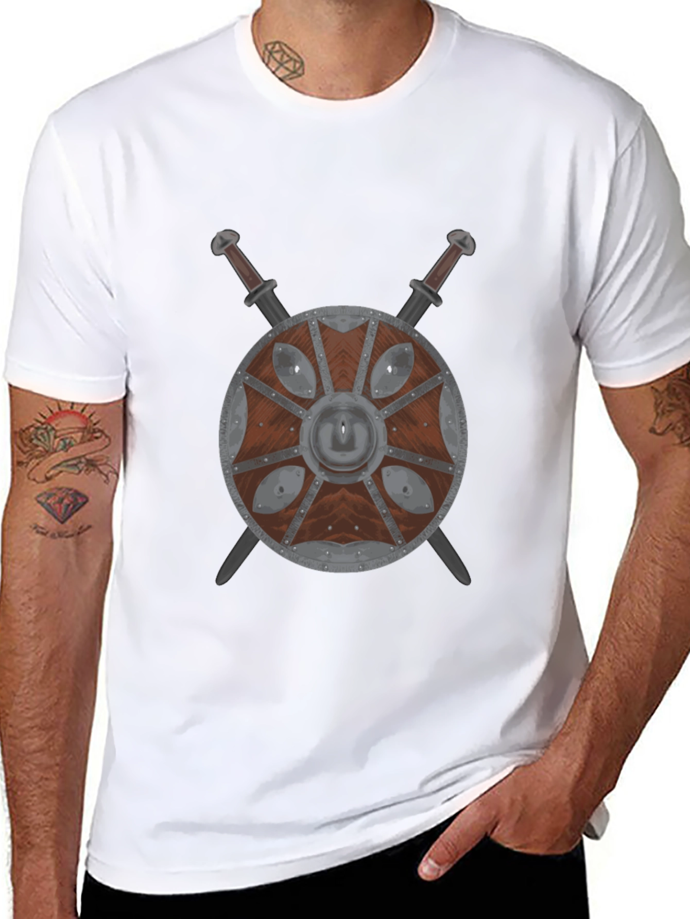 Viking Shield & Swords Black T-Shirt