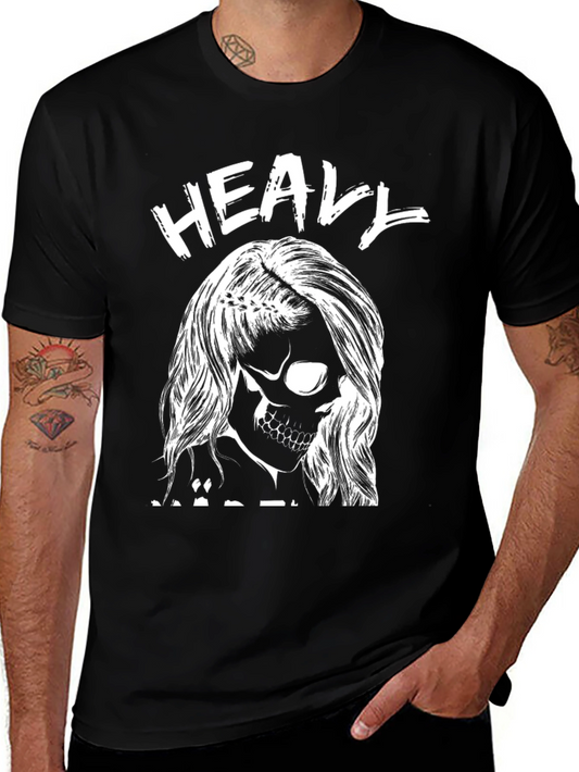 Heavy Metal Skull Graphic Black T-Shirt