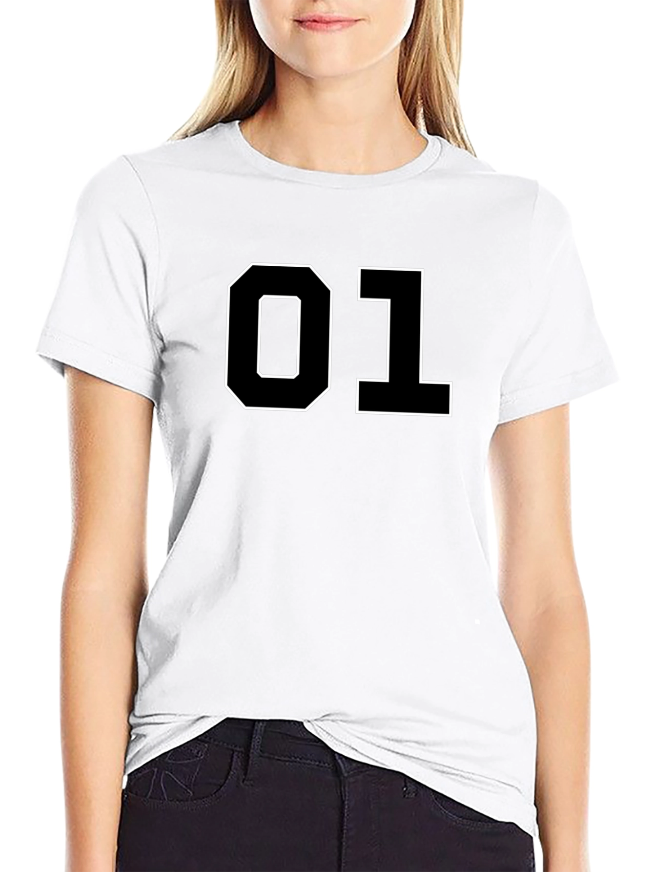 01 Graphic Tee - Black Cotton Casual T-Shirt