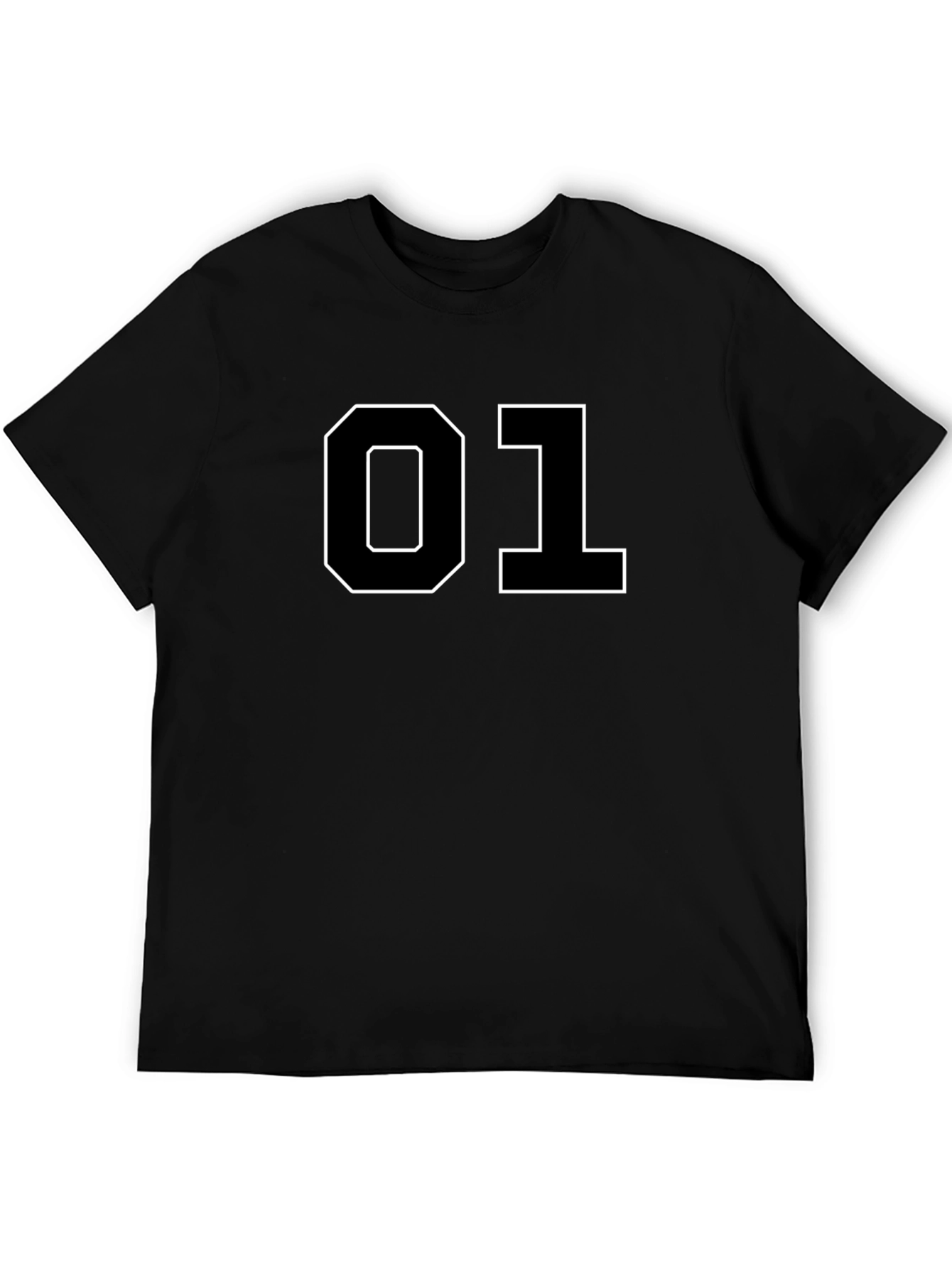 01 Graphic Tee - Black Cotton Casual T-Shirt