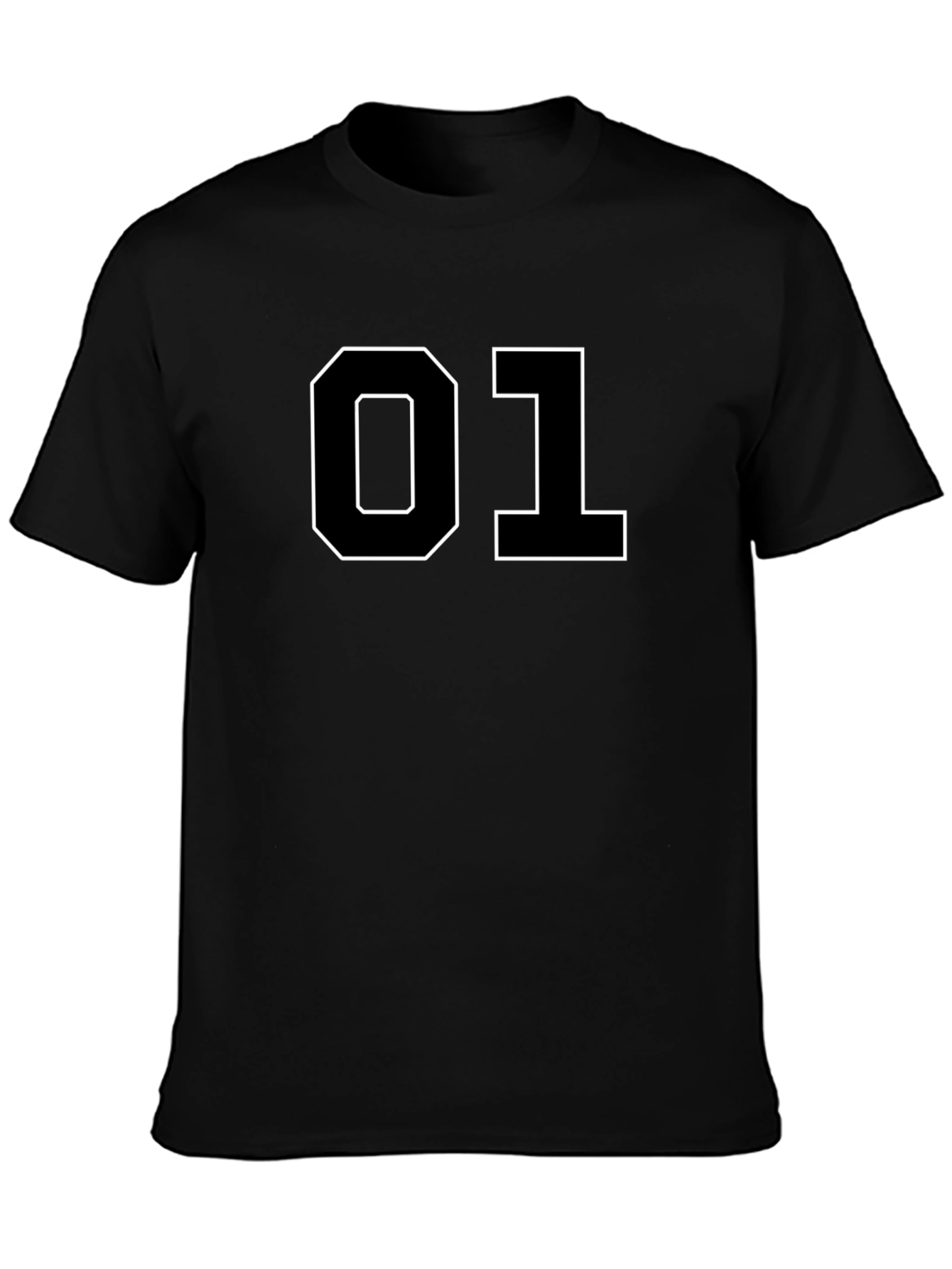 01 Graphic Tee - Black Cotton Casual T-Shirt
