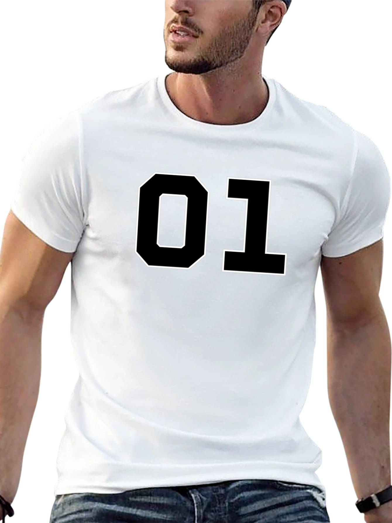01 Graphic Tee - Black Cotton Casual T-Shirt