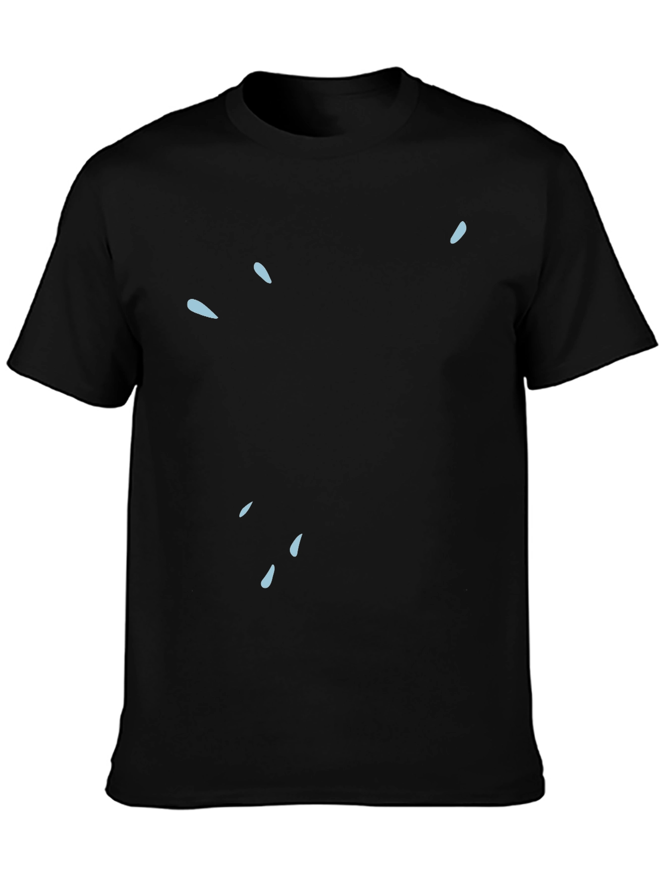 Modern Black Tee with Light Blue Water Drop Design