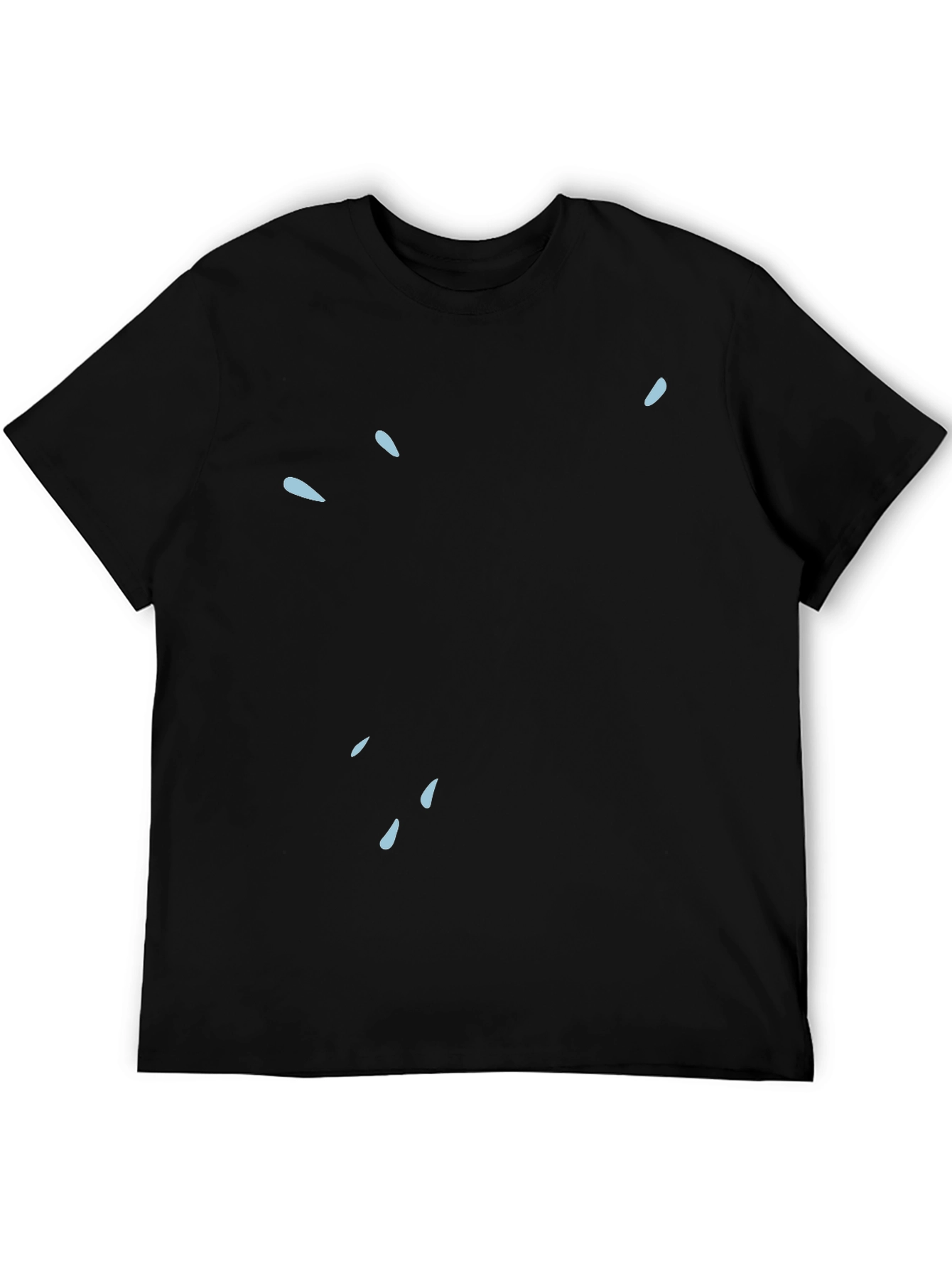 Modern Black Tee with Light Blue Water Drop Design
