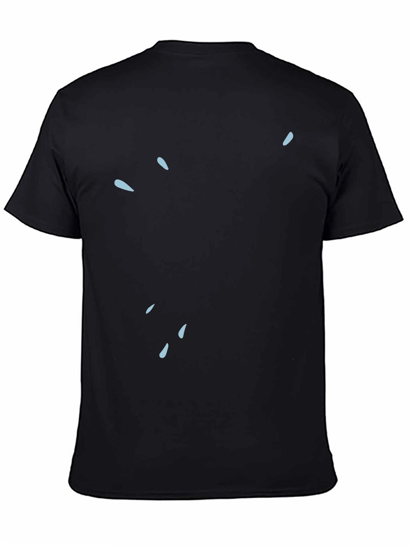 Modern Black Tee with Light Blue Water Drop Design