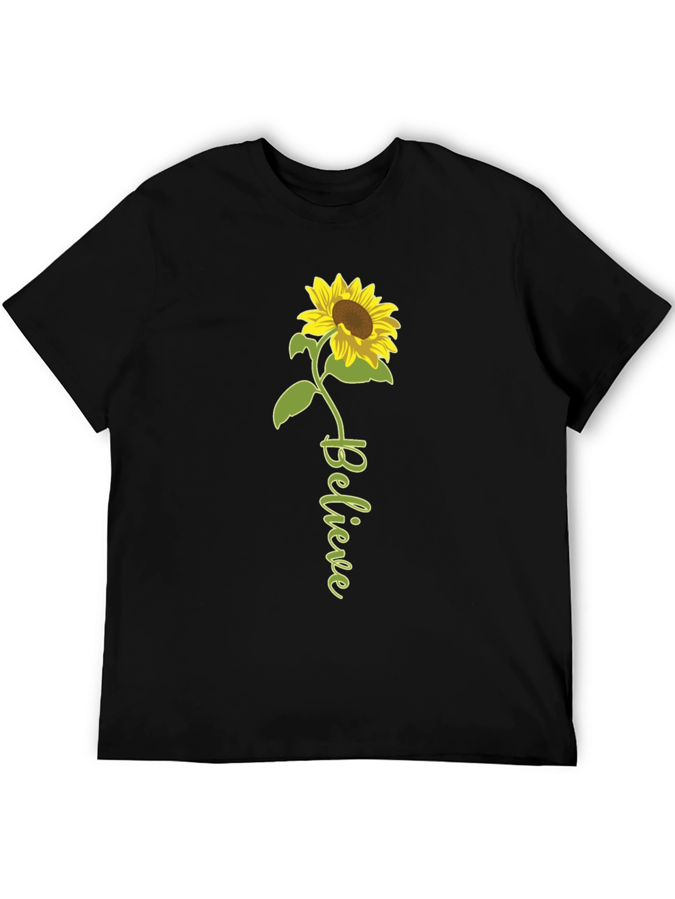 Believe Sunflower Graphic Tee - Black