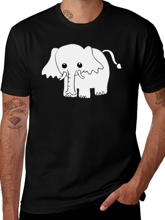Cute Elephant Graphic Tee - Black Cotton Blend Shirt