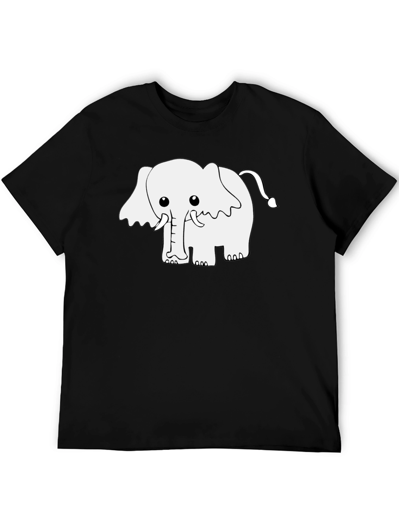 Cute Elephant Graphic Tee - Black Cotton Blend Shirt
