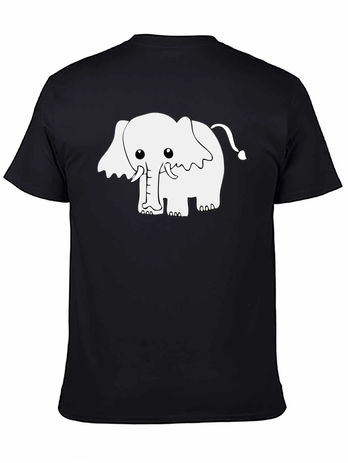 Cute Elephant Graphic Tee - Black Cotton Blend Shirt