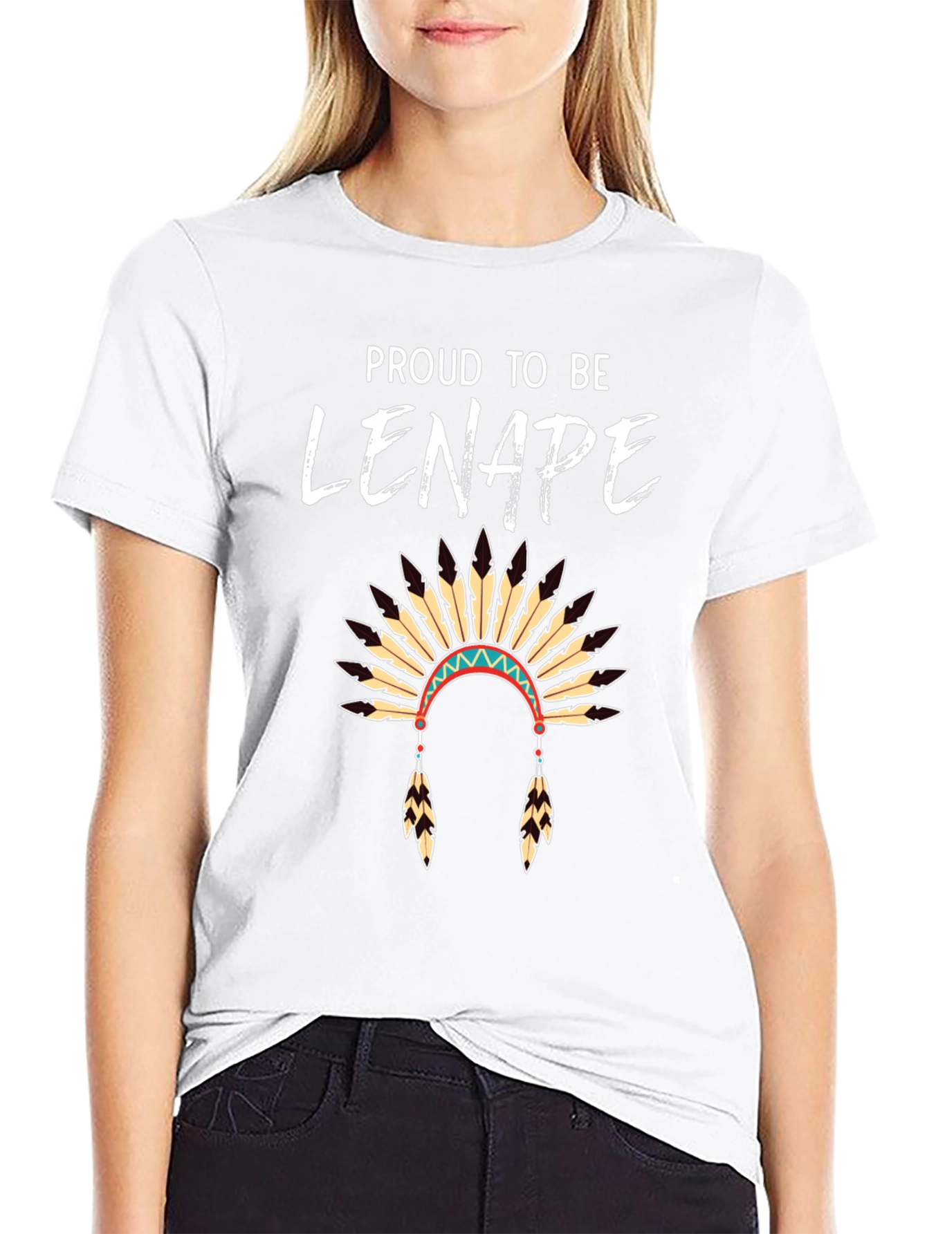 Proud Lenape Headdress T-Shirt Native American Pride