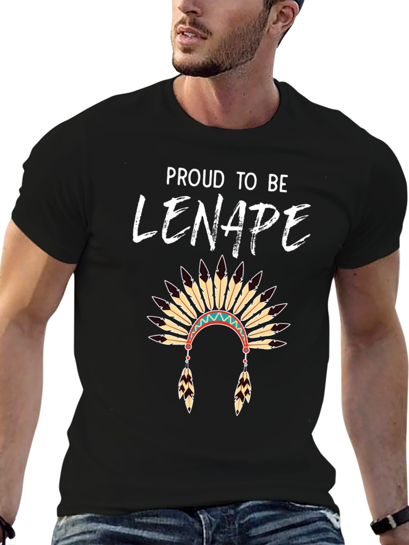 Proud Lenape Headdress T-Shirt Native American Pride