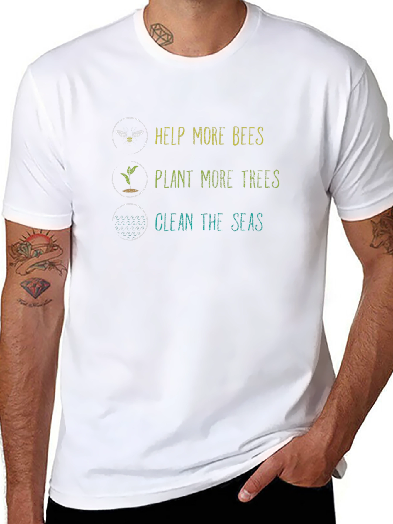 Eco-Friendly Tee: Help Bees Plant Trees Clean Seas