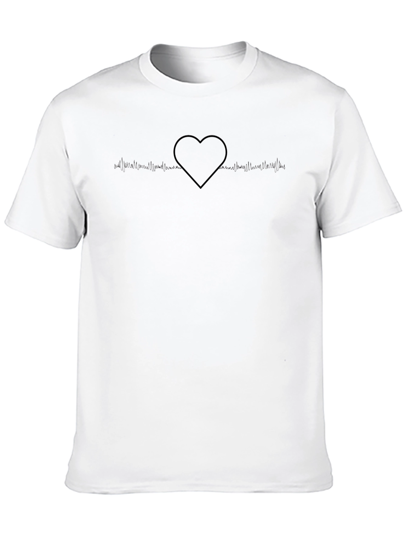 Mens Black Heart Outline Graphic T-Shirt
