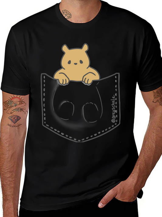 Cute Bear Pocket T-Shirt - Soft & Stylish