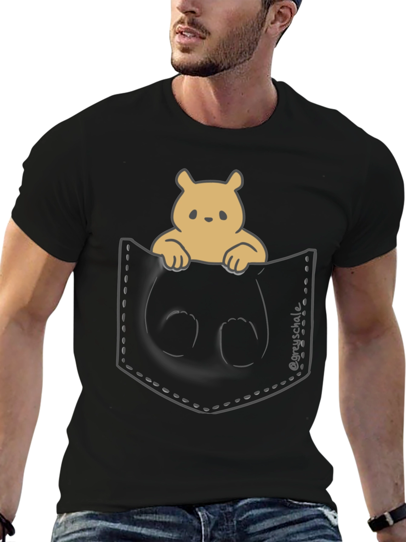 Cute Bear Pocket T-Shirt - Soft & Stylish
