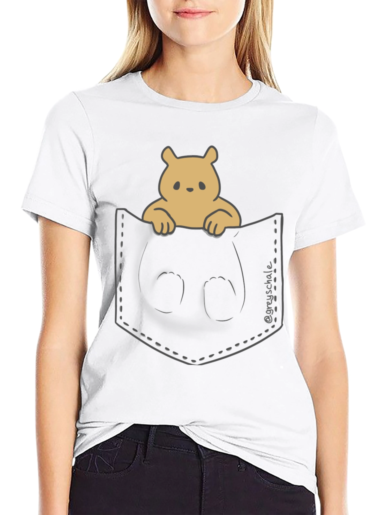 Cute Bear Pocket T-Shirt - Soft & Stylish