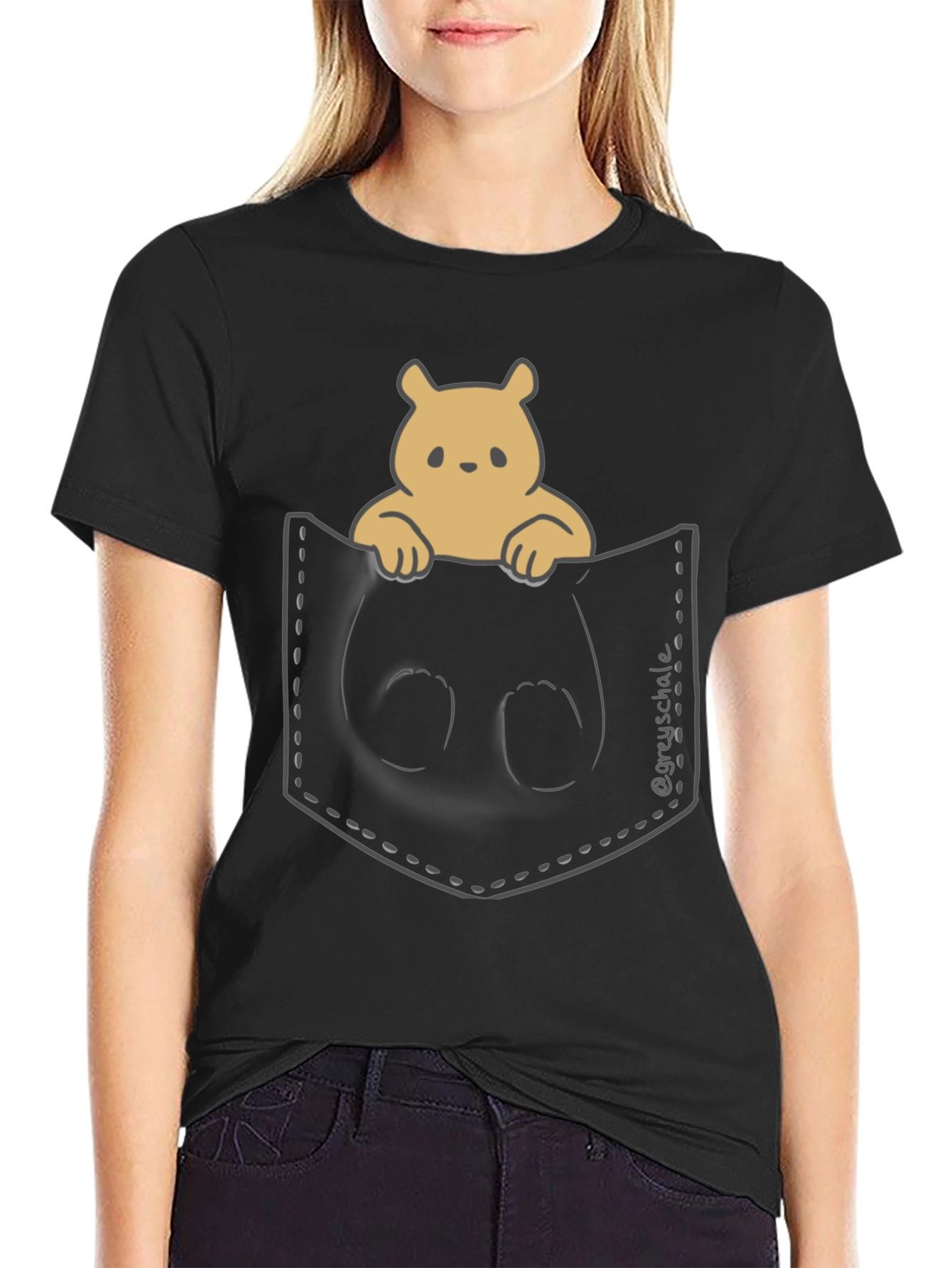 Cute Bear Pocket T-Shirt - Soft & Stylish