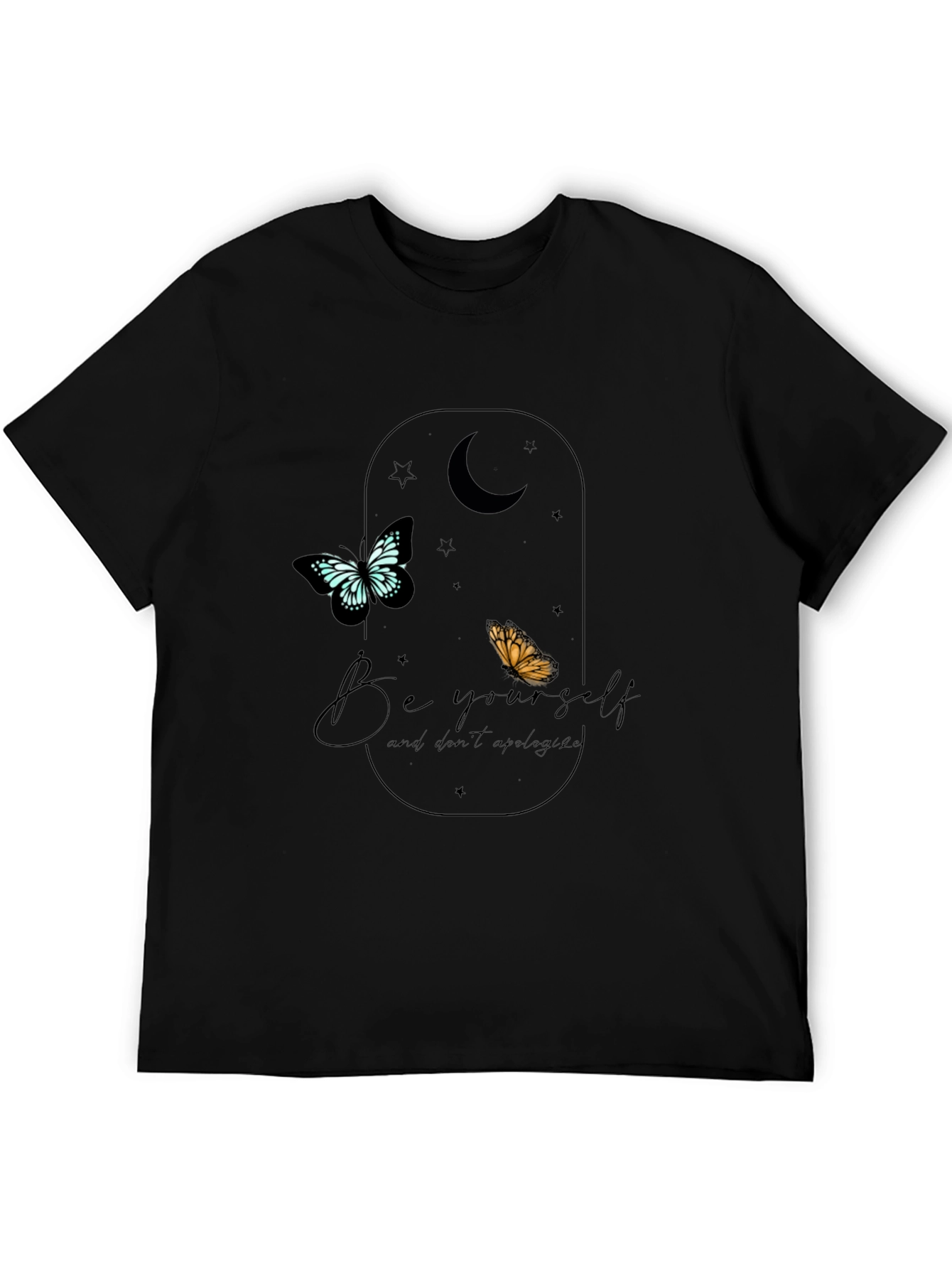 Be Yourself Butterfly Graphic Tee - Black