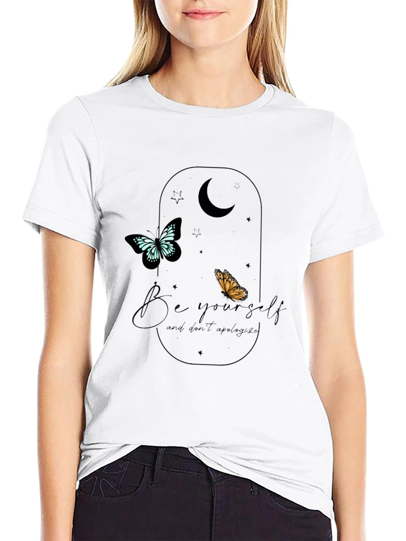 Be Yourself Butterfly Graphic Tee - Black