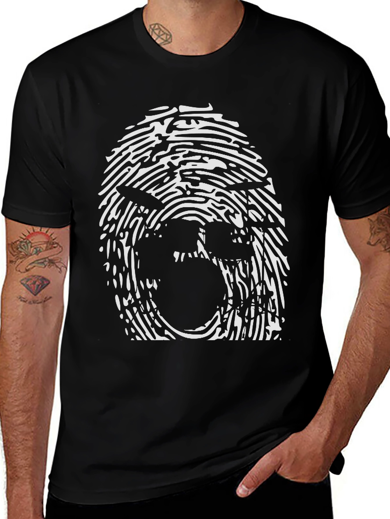 Fingerprint Face Graphic Tee - Unisex