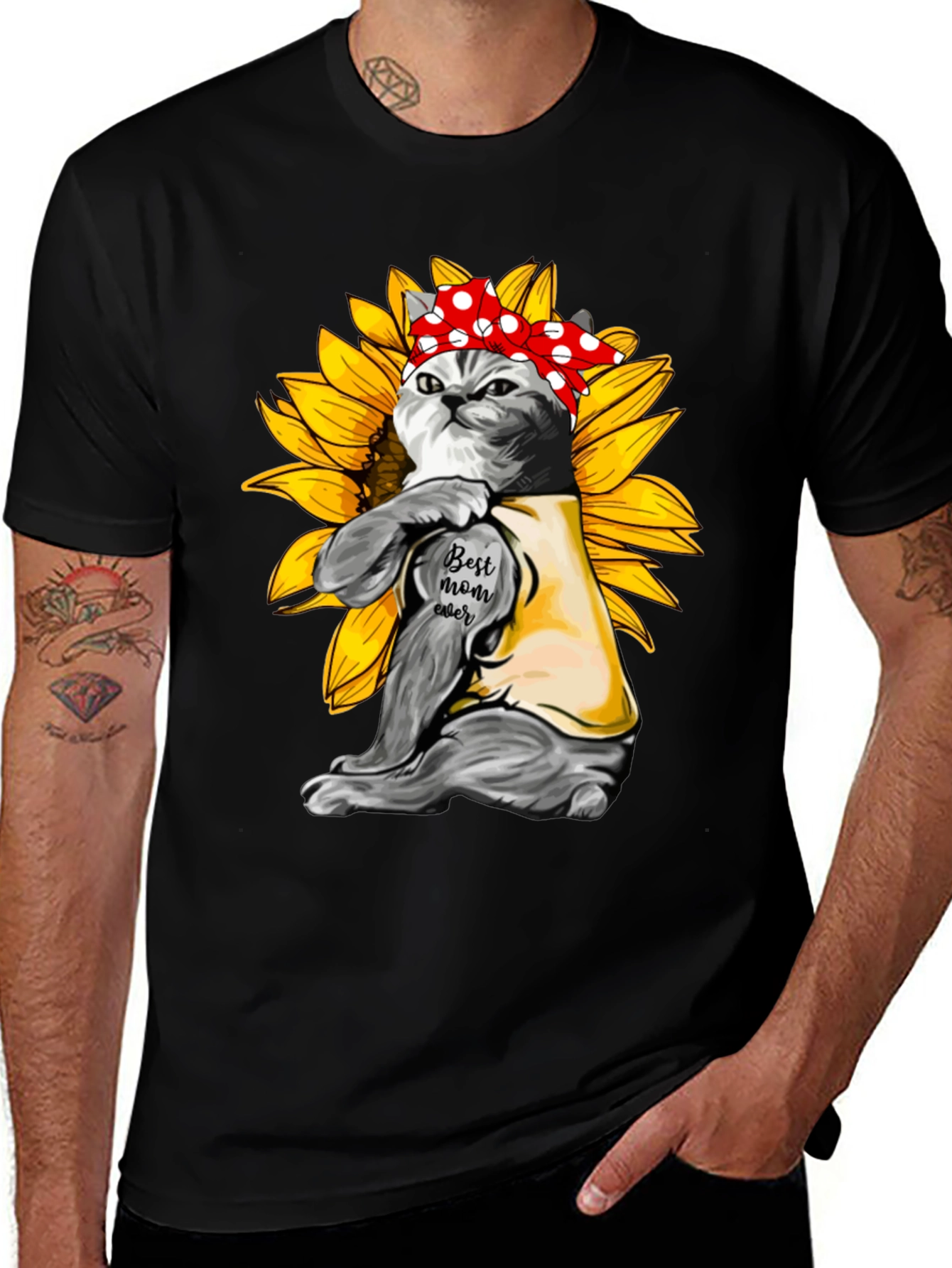 Cat Mom T-Shirt - Sunflower Power