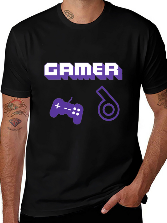Gamer T-Shirt - Black Cotton with Graphic Design