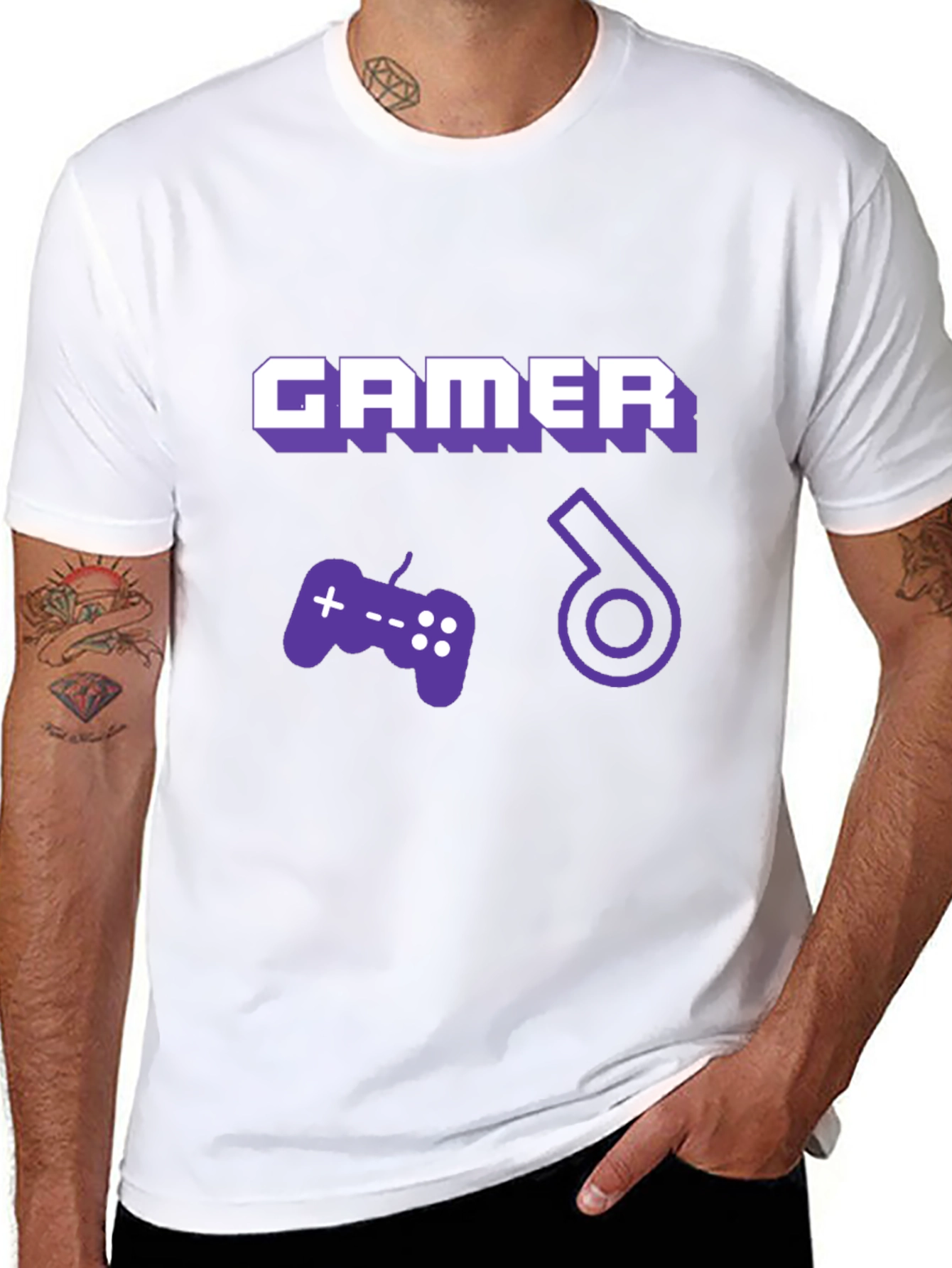 Gamer T-Shirt - Black Cotton with Graphic Design