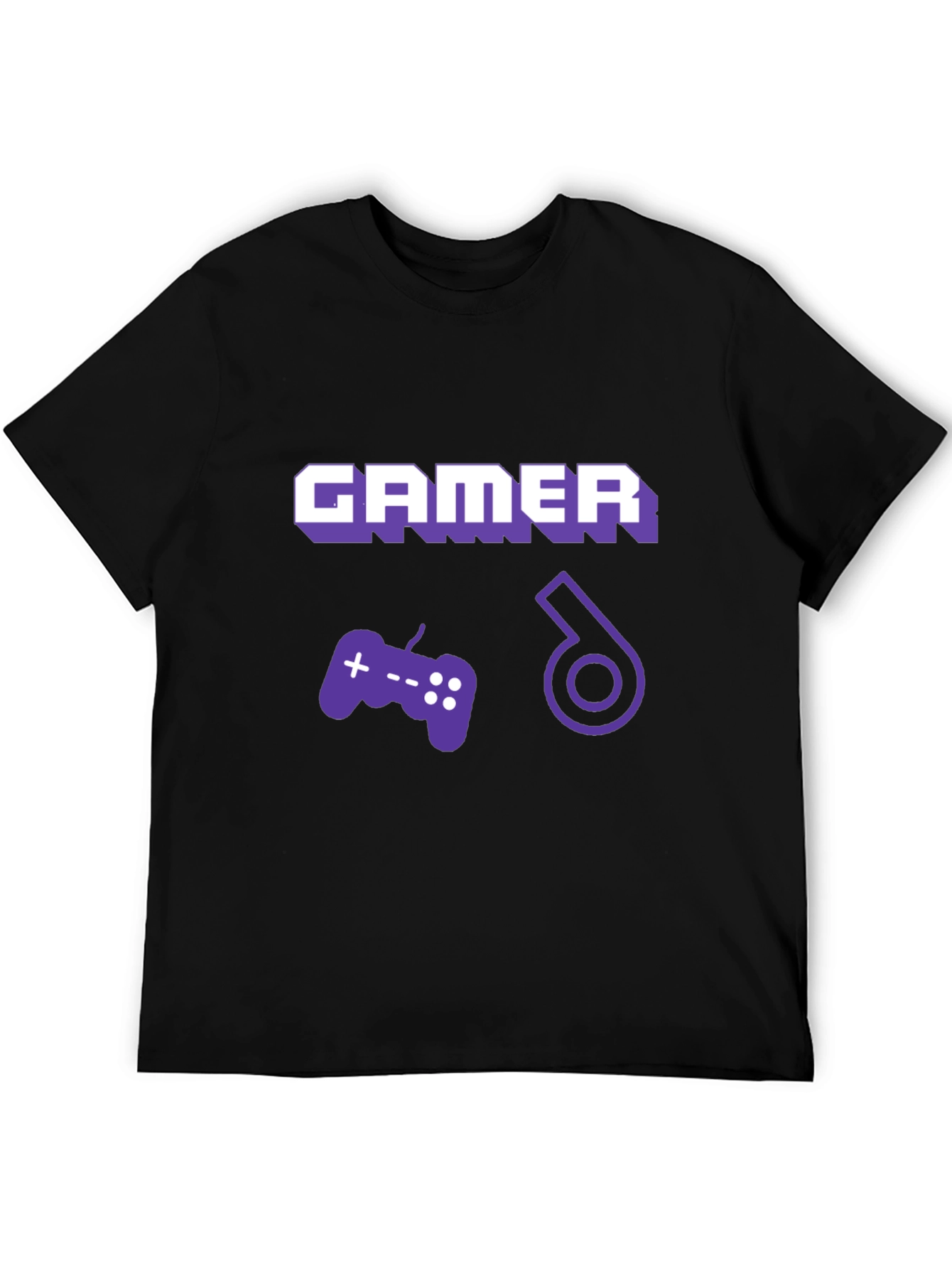 Gamer T-Shirt - Black Cotton with Graphic Design
