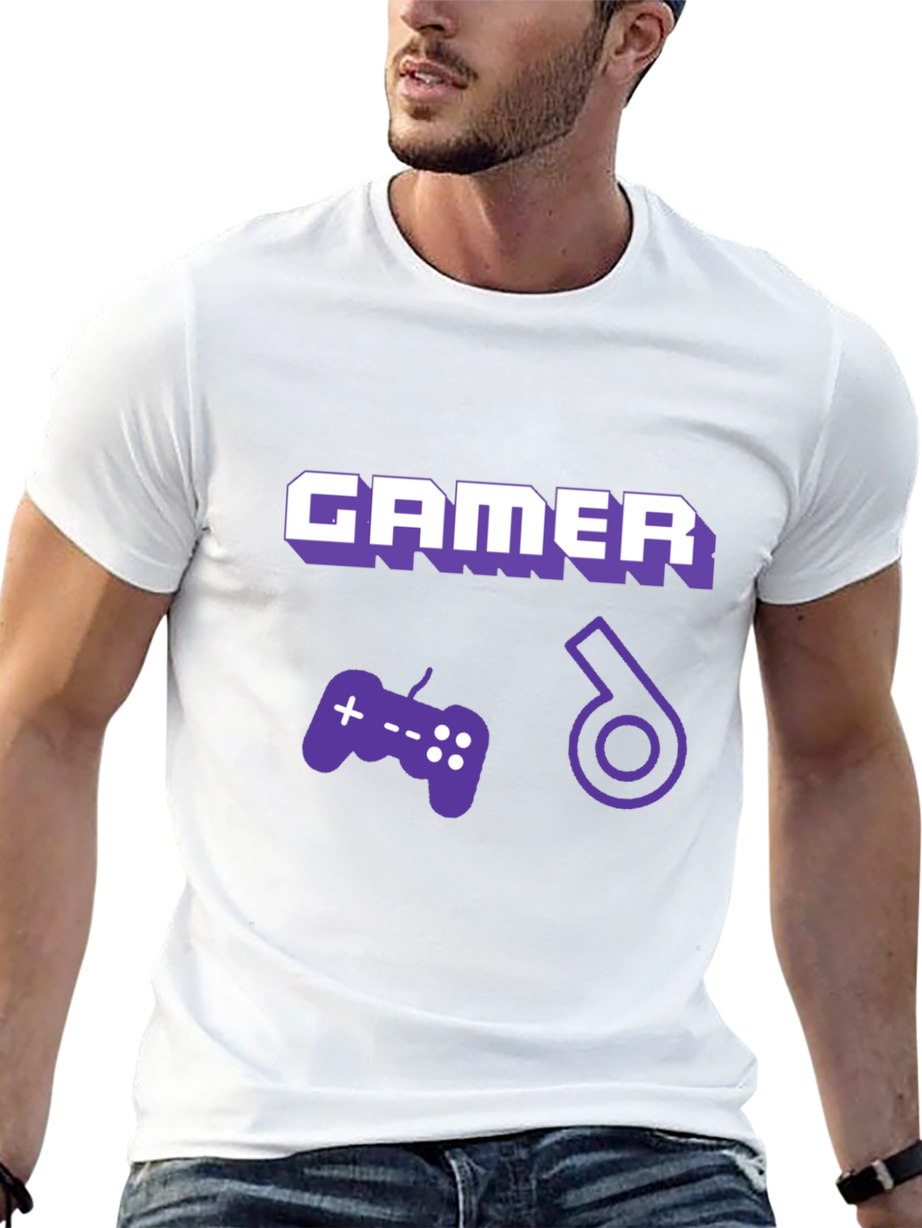 Gamer T-Shirt - Black Cotton with Graphic Design