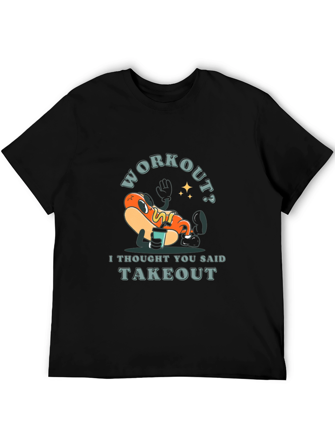 Workout? Takeout Hotdog Graphic T-Shirt