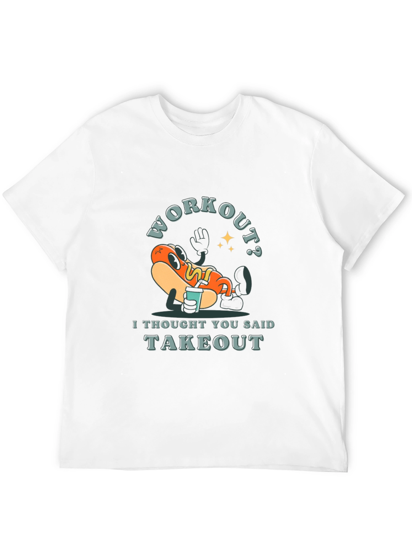 Workout? Takeout Hotdog Graphic T-Shirt