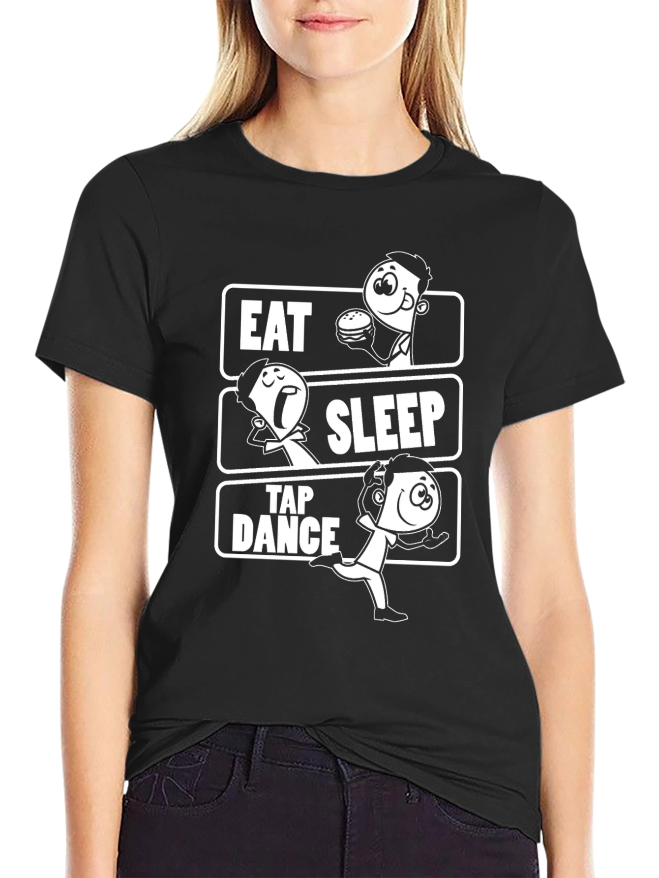 Eat Sleep Tap Dance Black Graphic T-Shirt