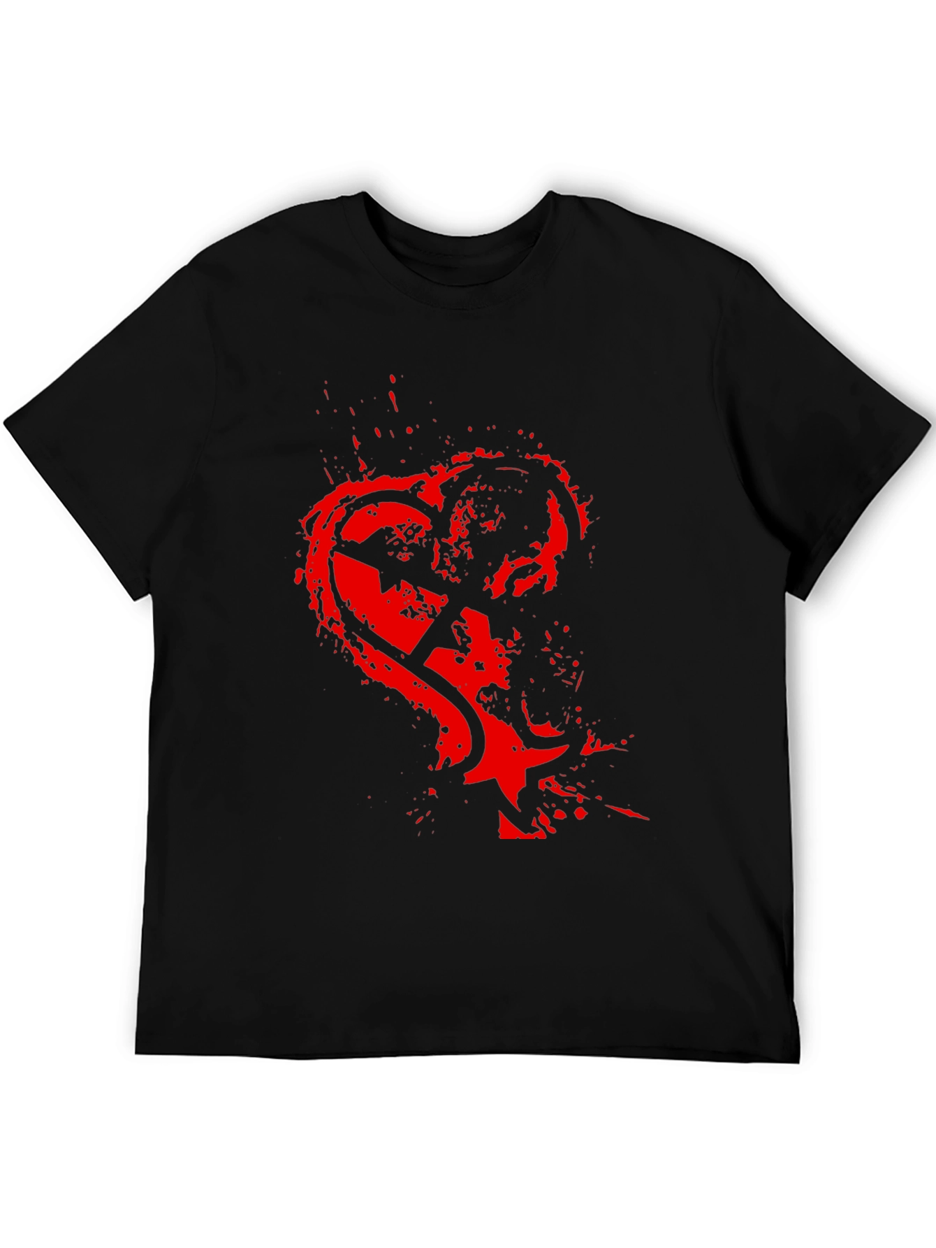 Edgy Heart Graphic Black T-Shirt for Men