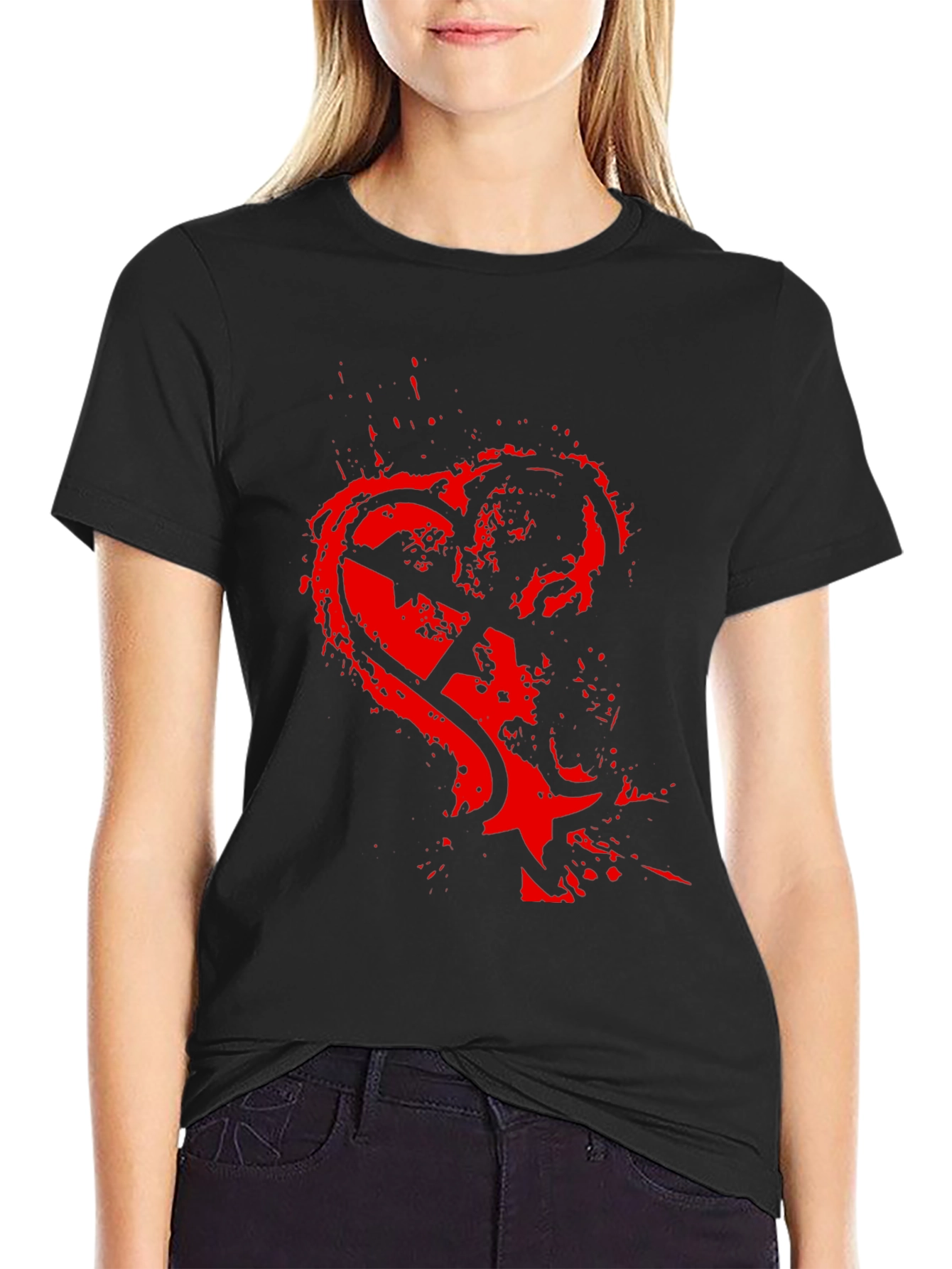 Edgy Heart Graphic Black T-Shirt for Men
