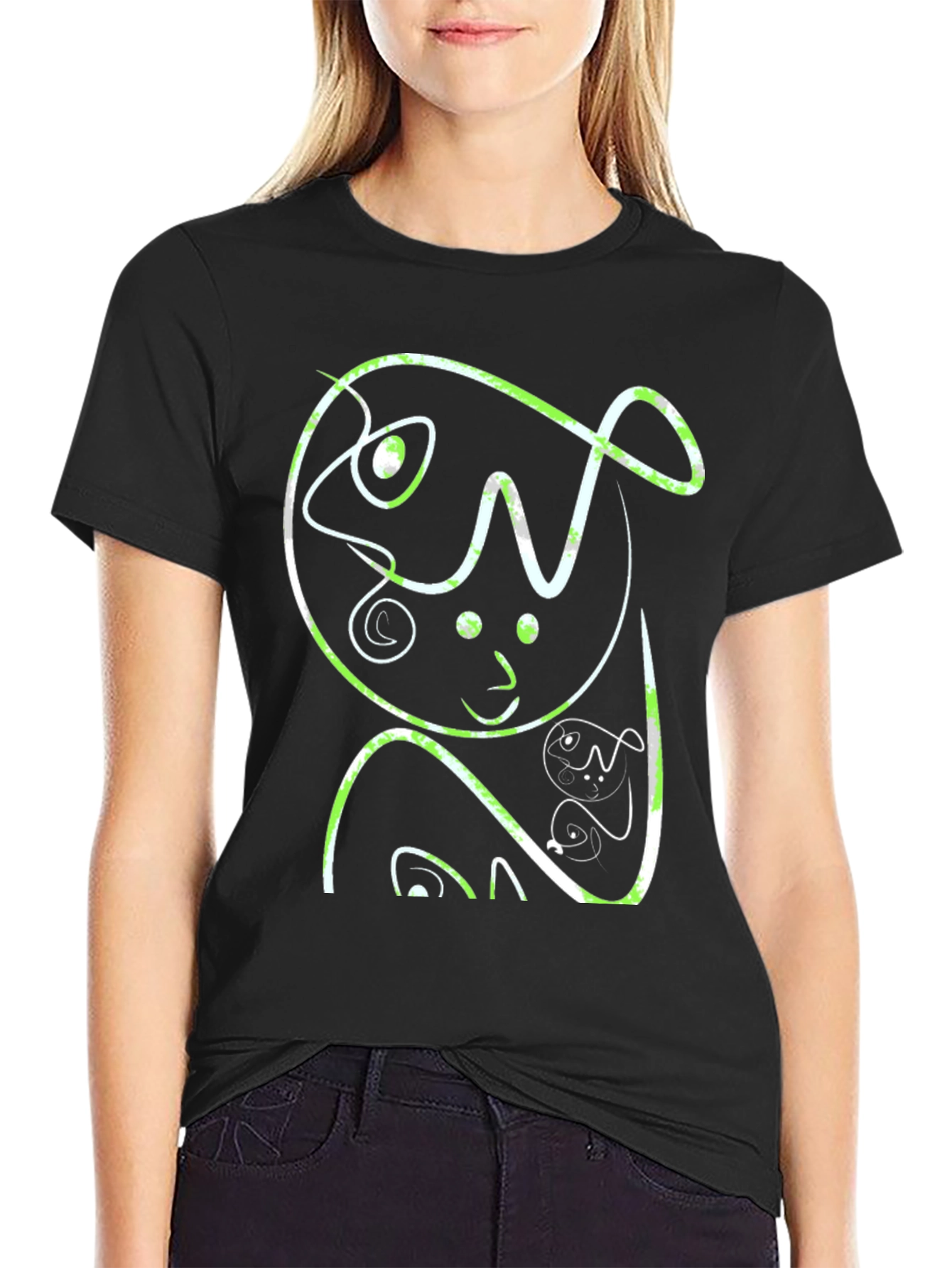 Abstract Graphic Print Black Casual T-Shirt