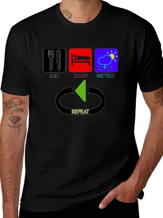 Eat Sleep Meteo Repeat T-Shirt Funny Weather Forecast Tee