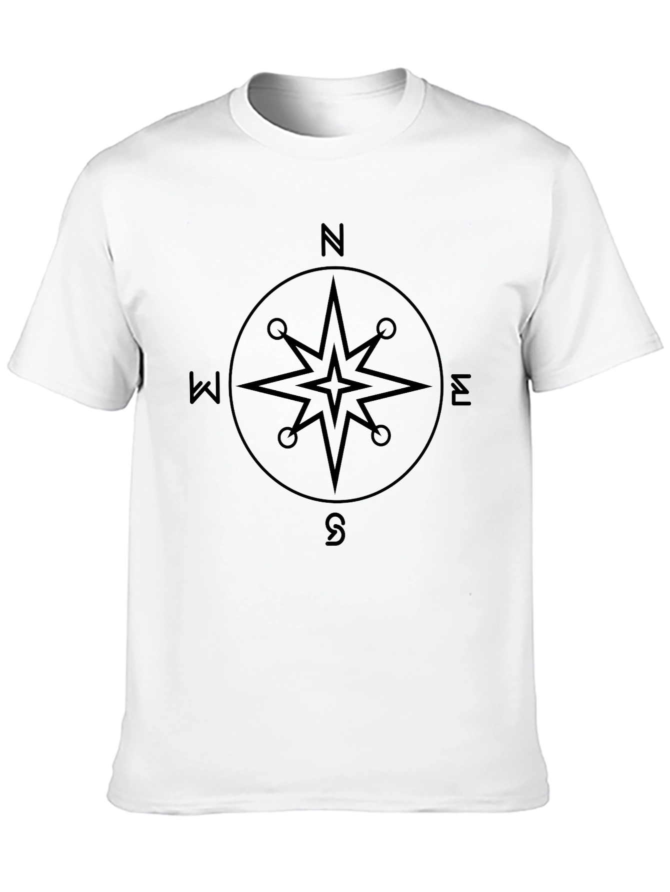 Compass Rose Graphic Tee - Classic Black Cotton T-Shirt