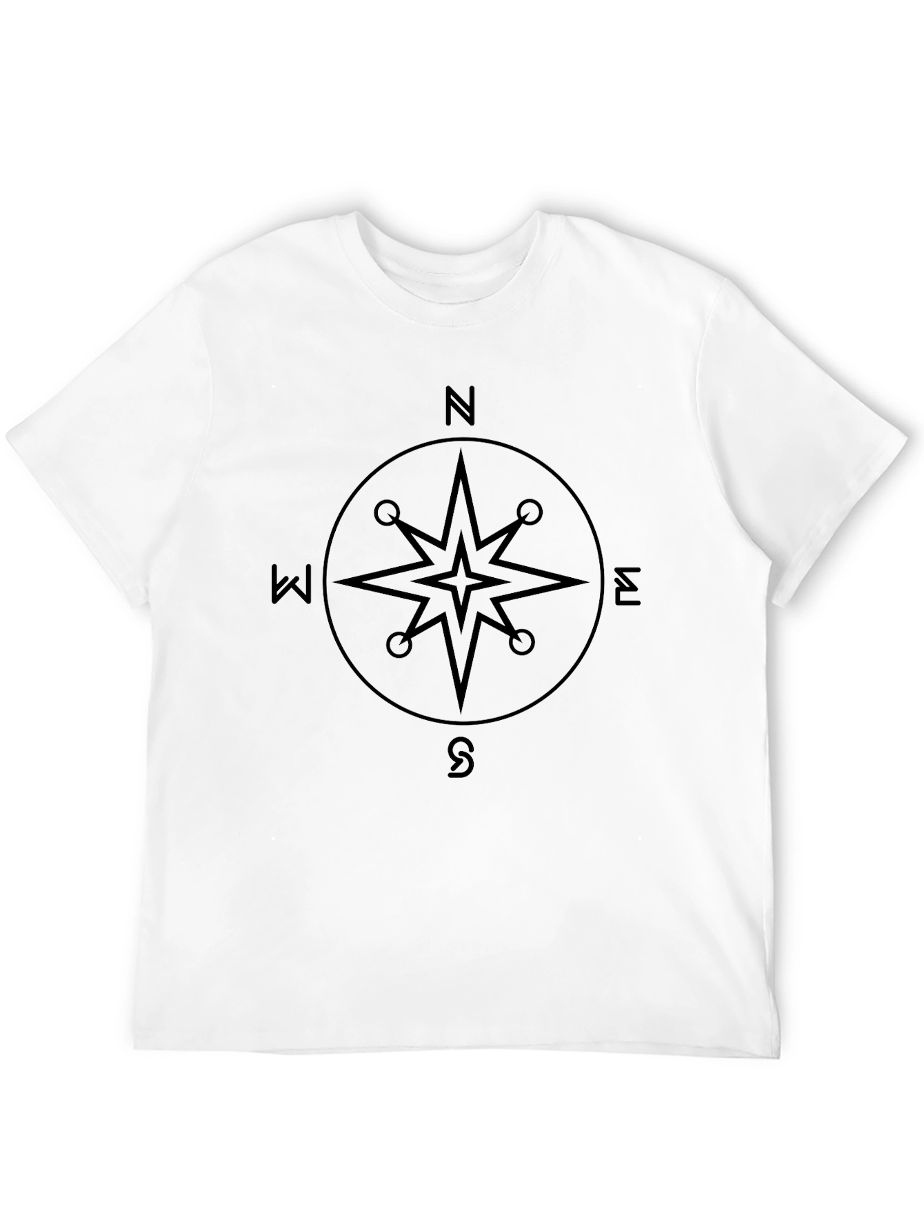 Compass Rose Graphic Tee - Classic Black Cotton T-Shirt