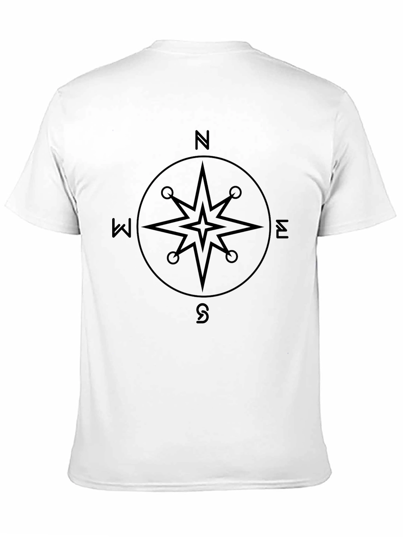 Compass Rose Graphic Tee - Classic Black Cotton T-Shirt