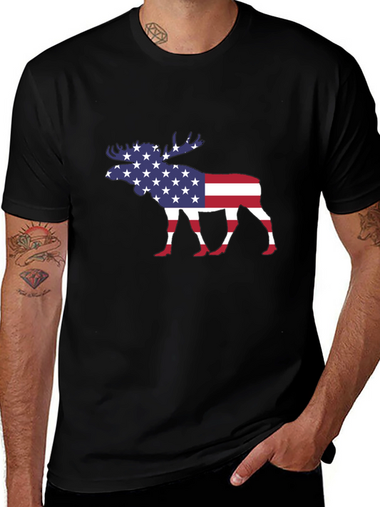 American Flag Moose Graphic T-Shirt
